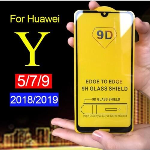 2pcs 9D Full cover for huawei Y5 Y7 Prime 2018 Y9 2019 protective glass huawey huaweiy 5 7 9 tempered glas screen protector