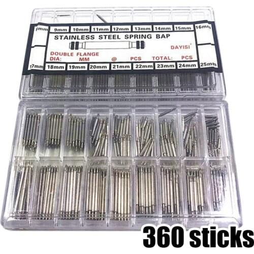 Professional 270pcs/360Pcs Watch Band Spring Bars Strap Pins Remover Stainless Repair Tools 8-25MM Hand Tool Sets