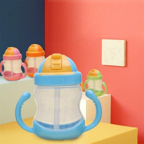 280ml Silica Gel Feeding Toddler Drink Cups Water Bottles Baby Straw Bottle Drinking Sippy Cup Infant Training With Handle