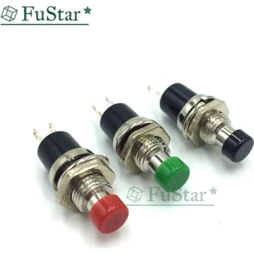 5pcs PBS-110 7mm Thread Multicolor 2 Pins Momentary Mini Lockless Momentary Push Button Switch on off No lock Red Black Green