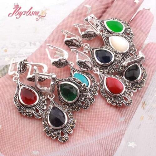 8x12mm Drop Agates Crystal Shell Coral Stone Beads Jewelry Earring For Woman Christmas Gift Fashion Dangle Huggie Earring 1 Pair