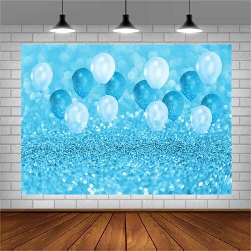 Avezano Photography Backgrounds Birthday Party Banner Blue Balloon Sequins Backdrops Photo Studio Photocall Photozone Decoration