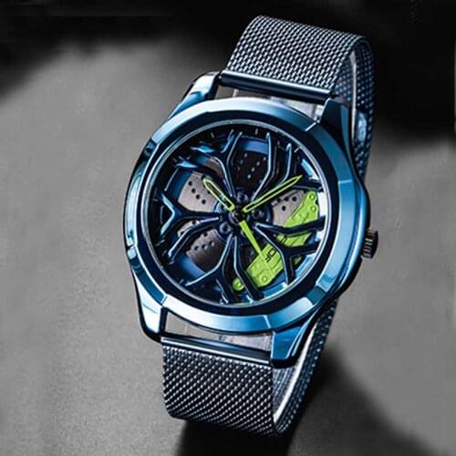 SANDA 2021 Mens Creative Quartz Watch Fashion Roulette Mesh Steel Band Waterproof Sports Contour Cool Male Wheel Dial Watch