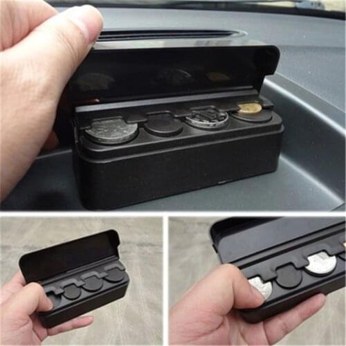 Black Plastics Car Coin Organizer Case Change Money Storage Box Container Money Coin Holders Organizer 4 Grid