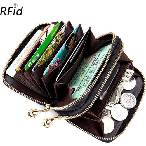 Genuine Leather Unisex ID Card Holder RFID blocking anti theft Card Wallet Credit Card Business Card Holder Protector Organizer