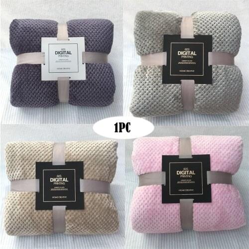 Home Textile Soft Flannel Blankets Super Warm Fleece Sofa for Office Children Blanket Portable Car Travel Coverlet Bedding