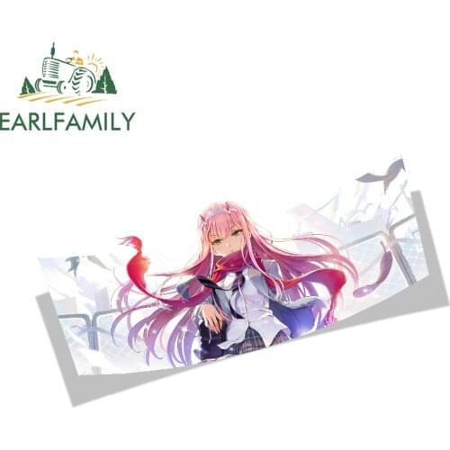 EARLFAMILY 13cm x 5.6cm for Darling In The Franxx Zero Two Slap Car Stickers Anime Caravan Decal Vinyl RV JDM Windows Sticker