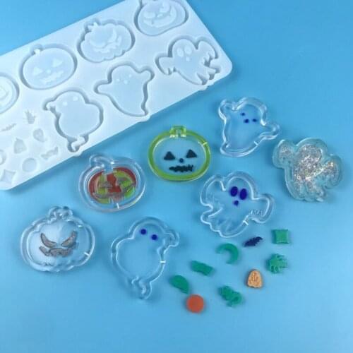 Epoxy Resin Halloween Quicksand Silicone Mold Resin Shake Mold for Pendant Jewelry Keychain Decoration Craft Making Diy