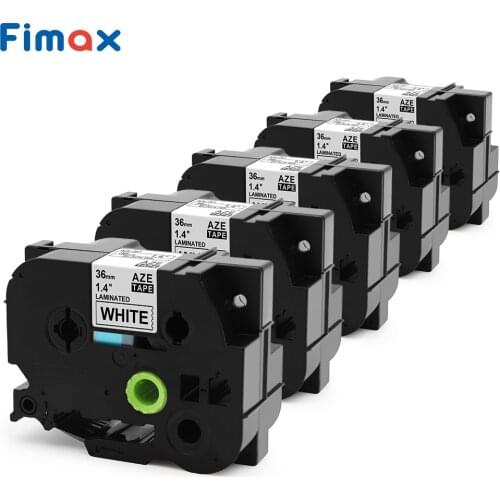 Fimax 5 Packs TZe261 Compatible for Brother P-touch Label Tape TZe-261 36mm*8m Black on White for Brother P-touch Tze Label