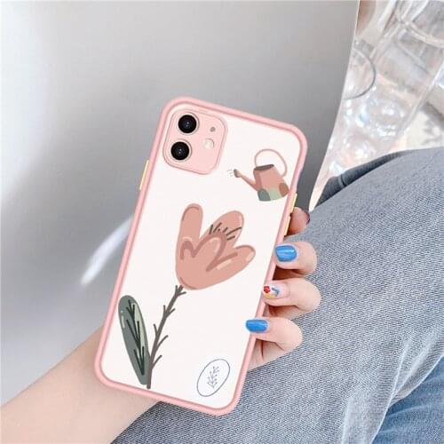 GYKZ Luxury Art Flower Phone Case For iPhone XS MAX 11 Pro X 7 SE 2020 XR 8 6 Plus Hard Transparent Shockproof Cover Matte Coque