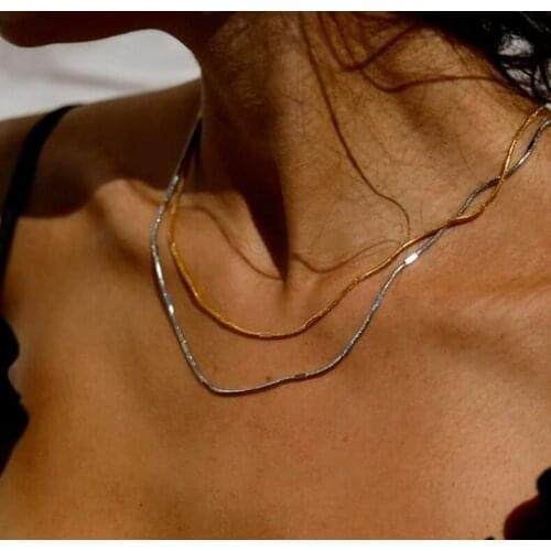 Personality Gold and Silver Doublelayer Necklace for Women Party Accessories