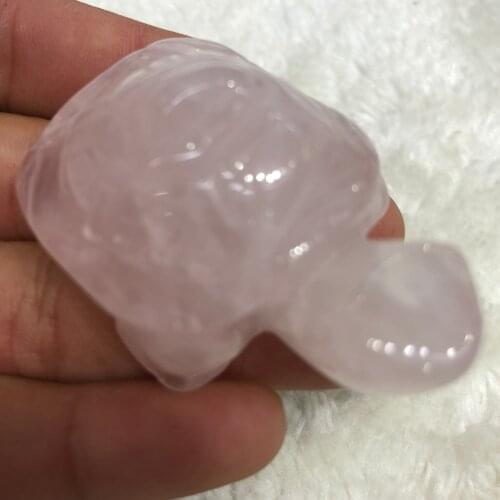 Exquisite natural pink crystal turtle stone carving