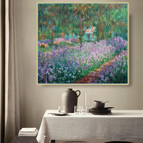 Claude Monet《The Artists Garden at Giverny》Canvas Art Oil Painting Artwork Picture Modern Wall Decor Home Decoration