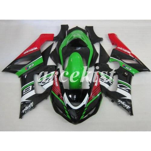 4Gifts New ABS Motorcycle Full Fairings Kit Fit For Kawasaki Ninja ZX-6R 2005 2006 05 06 ZX6R 636 Body set green red