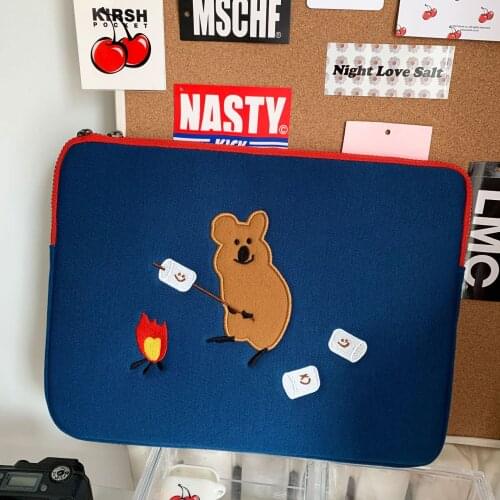Korea Apple IPad Tablet Case Laptop Storage Bags Cute Cartoon Emboriderry Kangaroo Sleeve Liner Bag Pro11 10.5 9.7 Inch For Girl