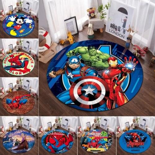 Disney Avengers Heroes Carpet Floor Mats Baby Crawling Soft Blanket Children Game Round Non-slip Mats Home Bedroom Decoration