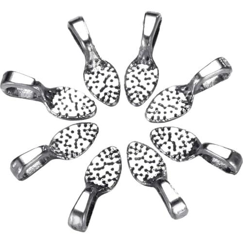 50pcs Spoon DIY Oval Jewelry Scrabble Glue On Earring Bails for Fitting Glass Cabochon Tiles Pendants 15mm x 5mm