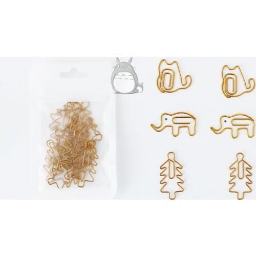 Elephant Chinchilla Modeling Paper Clip Gold Bookmark Decoration Office Supplies Student Paper Clips Decorative Cute Paper Clips