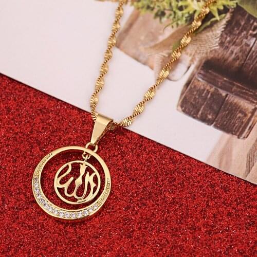 Allah Pendant Muslim Islam Accessories Copper Metal Necklace Women Islamic Jewelry