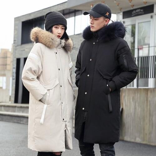 Men Winter Jacket Parkas With Hood Fur Collar Men Long Jacket Overcoat Men Streetwear Coat Padded Coat Korean Fashion