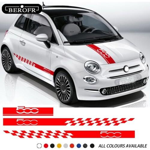 Car Hood Sticker Set Body Door Side Skirt Stripes For Fiat 500 Auto DIY Racing Sport Decoration Vinyl Film Styling Accessories