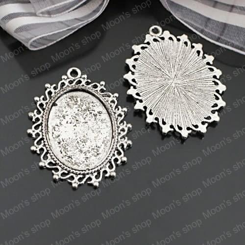 Wholesale 38*29mm Antique Silver color Oval with lace Alloy Cameo Settings Pendants Base 10 pieces(JM3706)