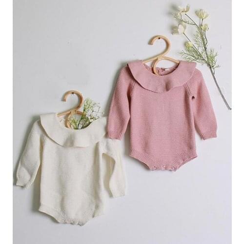 Autumn Fashion Newborn Infant Baby Boy Girl Long Sleeve Knitted Jumpsuit Long Sleeve Bodysuit Overall Clothes 6M-3T