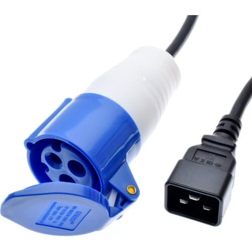C20 Plug to 316C6 Connector Power cord to plug a device with a IEC309 316P6 inlet or plug into an IEC320 C19 receptacle,16Amps