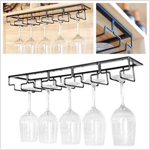 Wine Glass Rack Under Cabinet Stemware Holder Metal Wine Glass Organizer Glasses Storage Hanger for Bar Kitchen