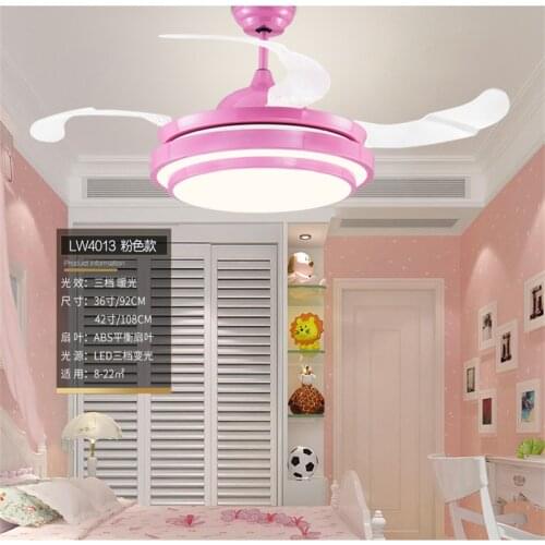 Ceiling fans lamp 42 inch 108cm LED children room boy football remote control 3 color ceiling fan light girl princess lamp pink