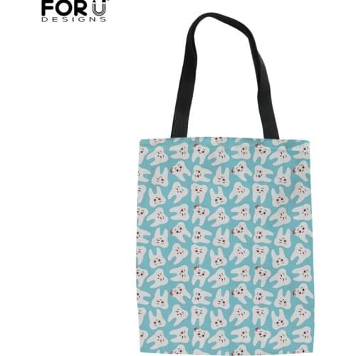 FORUDESIGNS Teeth/Dentist Pattern Casual Fashion Fold Bag School Bag for Girls Shoulder Travel Bag Ladies Shopping Bags