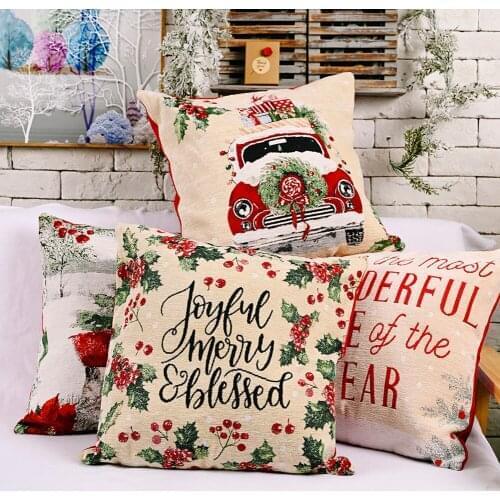 Christmas Sofa Cushion Cover Throw Pillow Cover Cushion Cover Cotton Linen Pillow Cover Christmas Home Living Room Decor