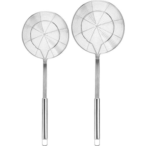 Spider Strainer, Stainless Steel Skimmer Basket, Kitchen Spoon Strainer, Mesh Spoon with Long Handle, Cooking Tools