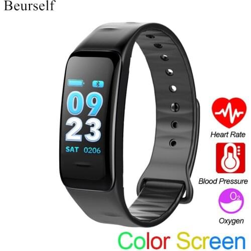 Smart Bracelet C1S Bluetooth Android iOS Bluetooth Smartwatch Heart Rate Blood Pressure Fitness Tracker Sport Band for Women Men