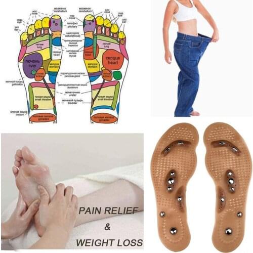Slim Acupressure Slimming Insoles Pad Foot Massager Magnetic Massage Insole Foot Cushion d88