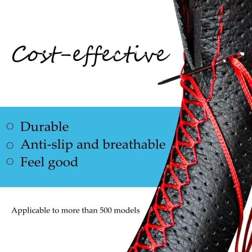 Universal 15 inch/38 cm Car Steering Wheel Cover DIY Anti-wear Artificial leather With Needle and Thread Internal accessories