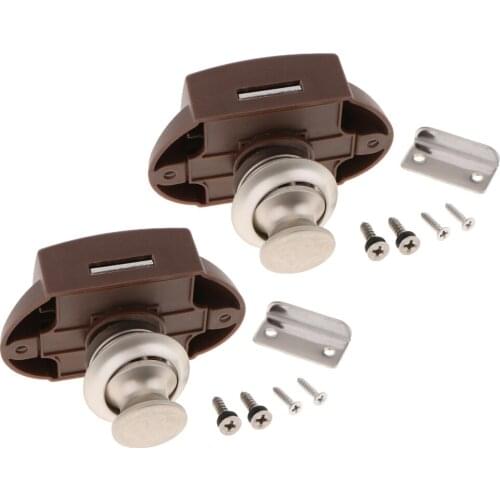 Repalcement Key Less Push Button Cabinet Latch for RV/ Boat/ Motor Home/ Caravan Nickel Plated