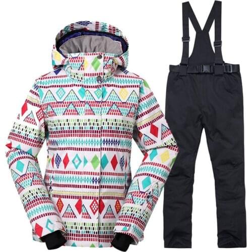 Women Snow Clothing Female Skiing Suit Sets 10K Waterproof Windproof Thermal Warm Costume Snowboarding Jackets + Bibs Ski Pants