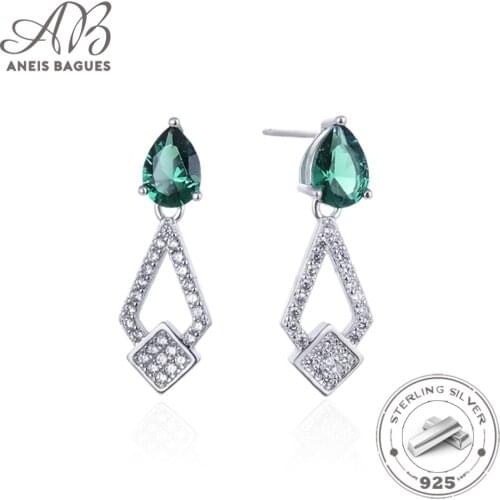 Aneis Bagues Vintage 925 Sterling Silver Created Moissanite Emerald Gemstone Drop Dangle Earrings Fine Jewelry Wholesale