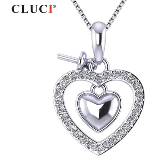 CLUCI Silver 925 Heart Love Pendant Snowflake Pattern Women Christmas Pendant Sterling Silver Pendant SP391SB