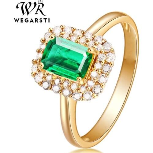 WEGARSTI High Quality 925 Sterling Silver Green Gemstone Rings For Women Engagement Wedding Party Finger Ring Fine Jewelry
