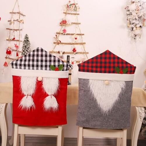 1pcs Christmas Dining Chair Covers Chair Back Covers White Beard Chair Cover for Dinner Christmas Home Decorations 66*50cm