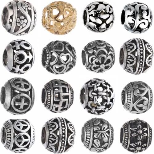 10*12mm Antique Silvercolor Round European 4.3mm Hole Big Hole Beads Spacer Bead for DIY Jewelry Making Charms Bracelet Finding