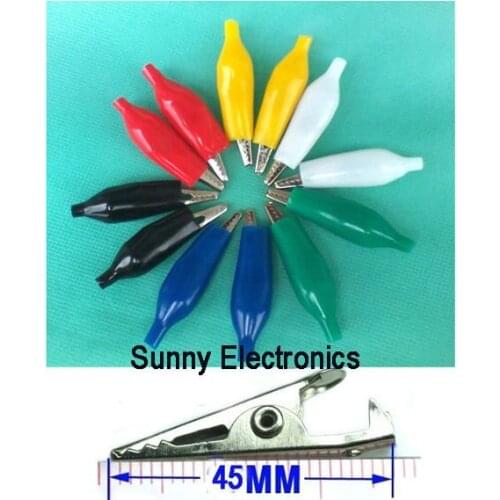12pcs 6 colors 45MM (9/5") Alligator Clip Clamp test Testing Probe Connector