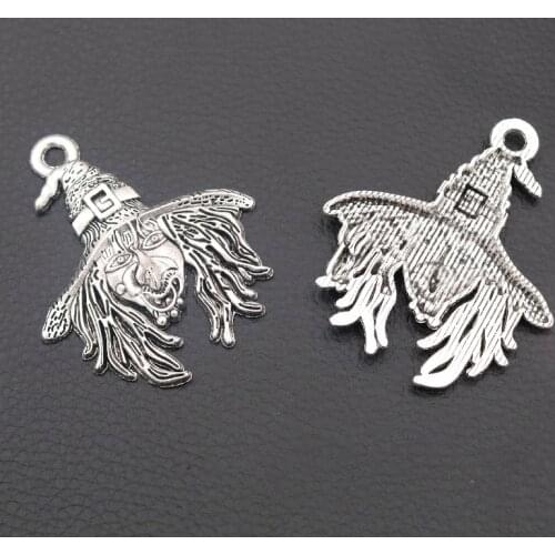 3pcs Silver Plated Witch Punk Style Necklace Pendant, Evil Wizard Charm, Black Magic Charm, DIY Jewelry Crafts 58*48mm A2204