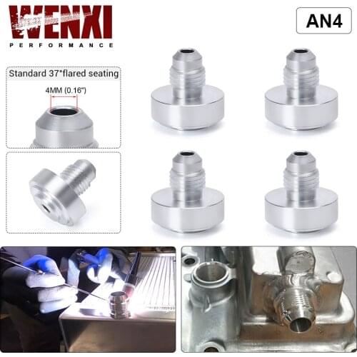4PCS/PACK Top Quality Aluminum AN4-AN Straight Male Weld Fitting Adapter Weld Bung Nitrous Hose Fitting Silver