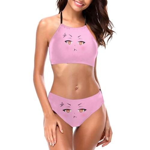 Bikinis Cartoon Expression (7) sexy 2021 Women Swimsuit Low Waist swimsuit separate Cartoon Women Beach wear