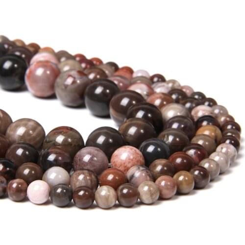 Natural red black coffee Wood jades stone beads Round Loose spacer smooth stone bead Accessories For Jewelry Making bracelet diy