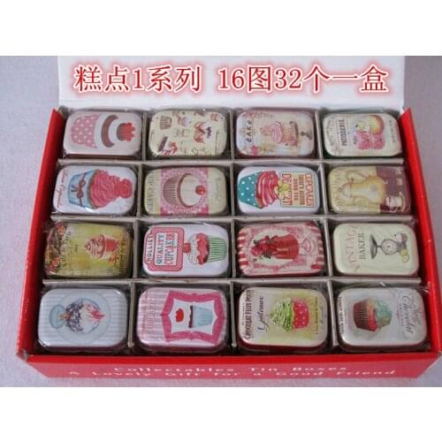 Colorful mini tin box packing boxes jewelry candy box small storage boxes 16 kinds of pattern 32pcs/lot