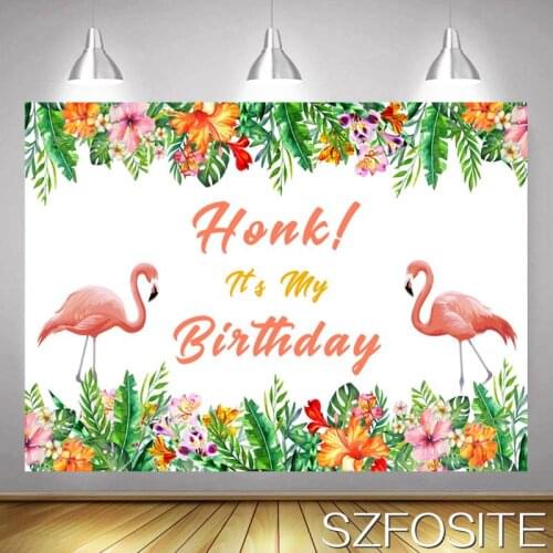 Floral Flamingo Birthday Backdrop Girl Party Decoration Kids Baby Bath Newborn Customized Background Photography Studio Photos